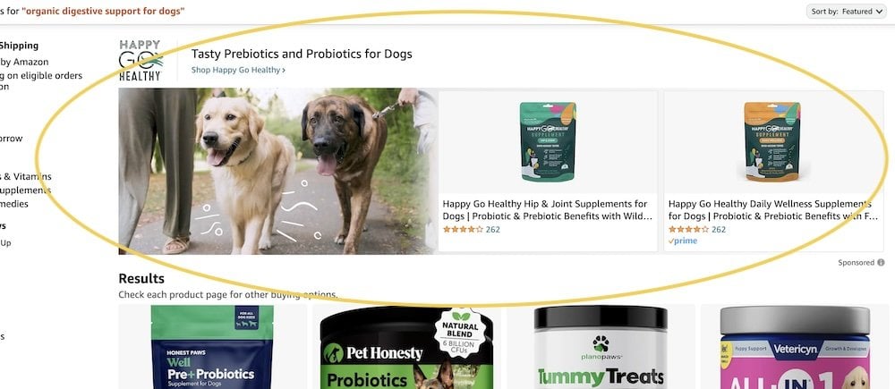 pet category sponsored brand ad