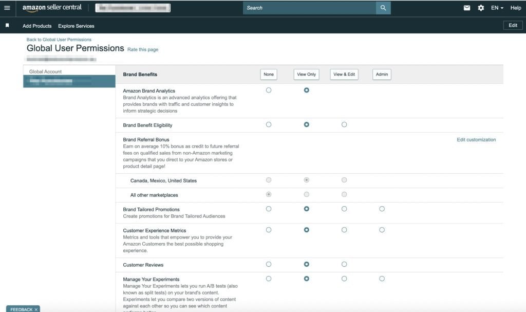Global User Permissions View for Brand Analytics