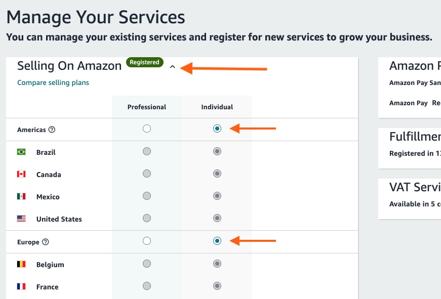 Select individual selling plan for all the marketplaces that apply to you