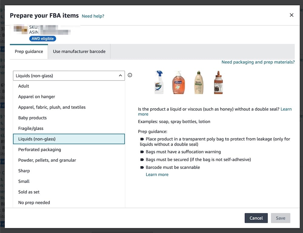 Select your product prep category
