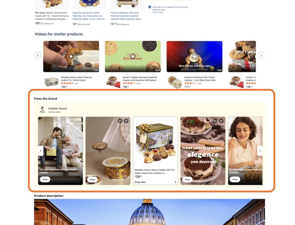 on desktop collections appear above A+ content