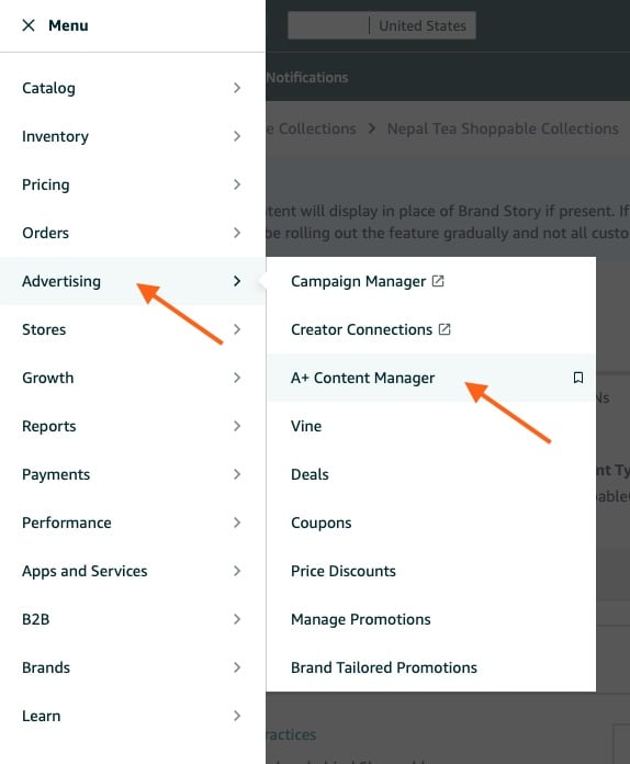 select A+ content manager