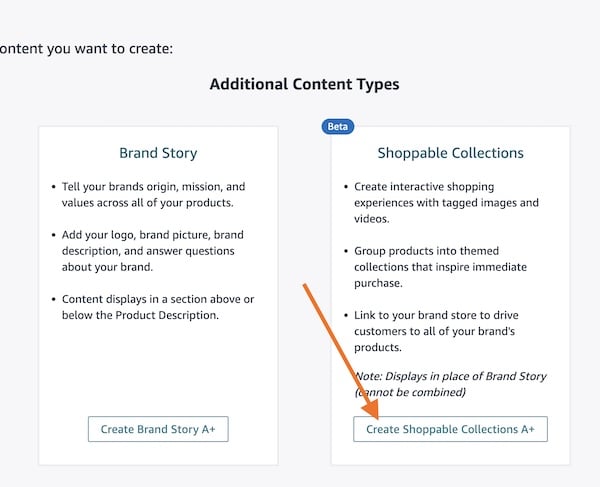 select create shoppable collections A+