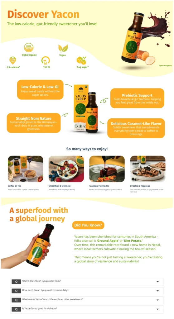 Yacon syrup, low-calorie sweetener benefits
